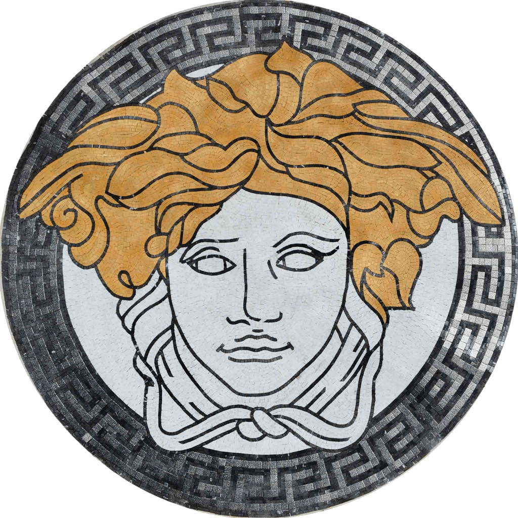 Logotipo de Versace en medallón de mosaico de mármol