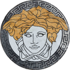 Logo Versace in medaglione in mosaico di marmo