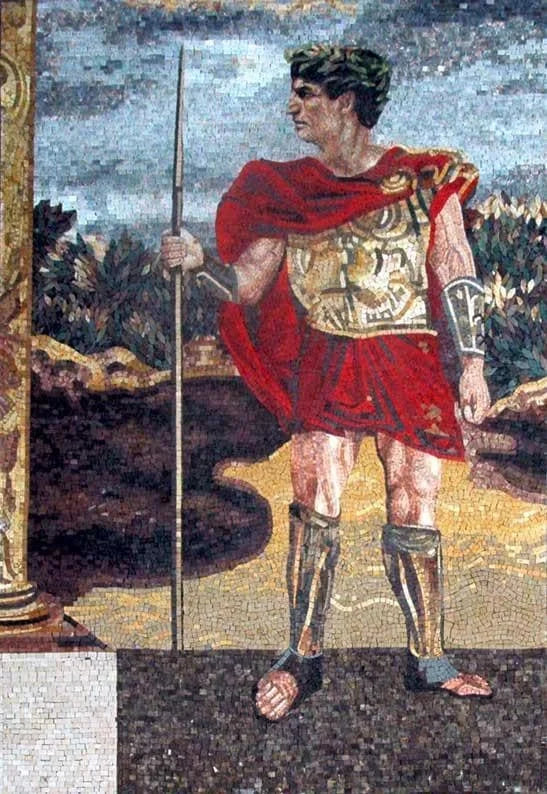 Arte em mosaico - Troy, o guerreiro grego
