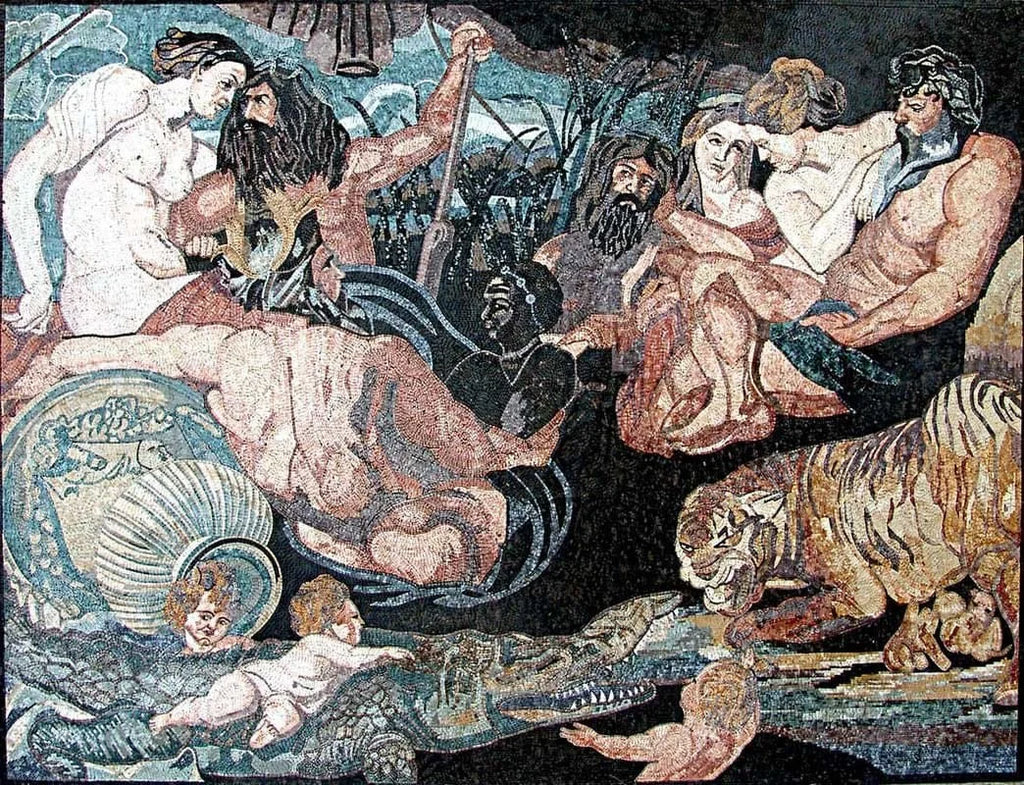 Reproducción en mosaico: Los cuatro continentes de Peter Paul Rubens