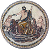 Mural de medallón de mosaico del dios Neptuno del mar