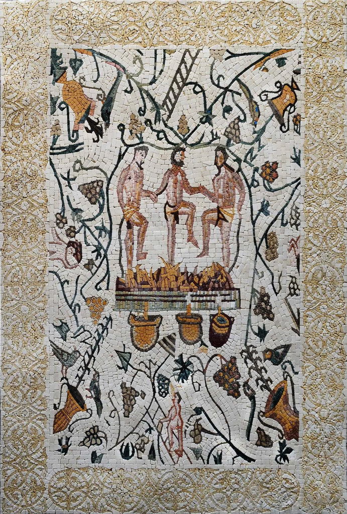 Diseños de mosaicos romanos - Hombres pisando uvas