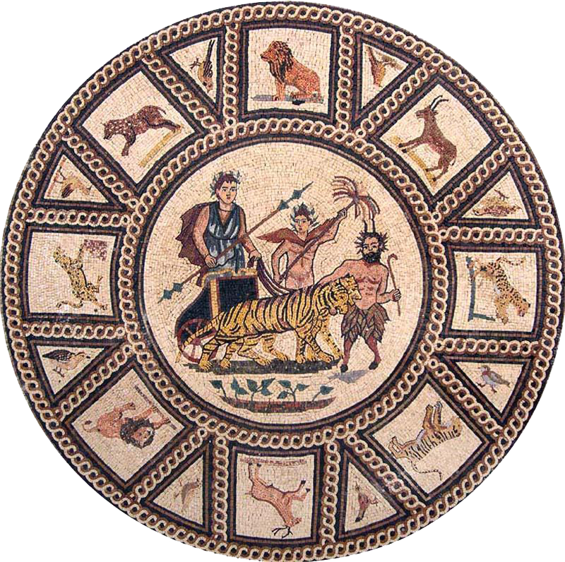 Reproducción de escena romana Medallón Mosaico