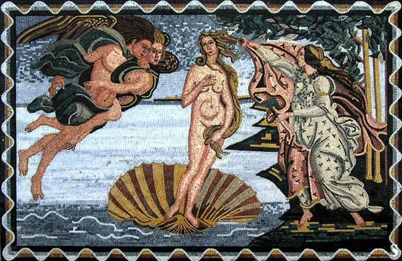 Sandro Botticelli Potenza della nascita - Riproduzione di arte del mosaico