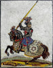 Спартанский воин, несущий копье, мозаичная фреска