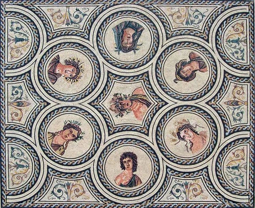 La riproduzione romana del mosaico dei 7 dei