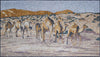 Arte mosaico de una bandada de camellos