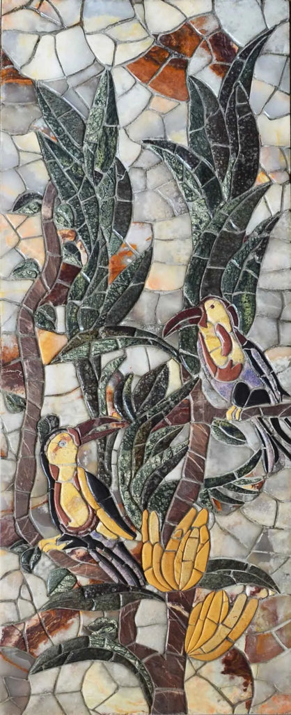 Árvore do Éden - arte de pedra em mosaico de pétalas