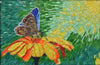 Mosaik-Fliesen-Kunst - Schmetterling in der Blume