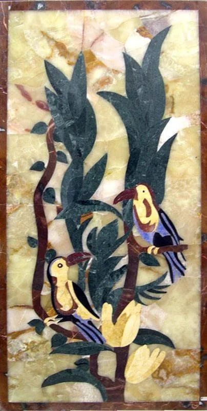 Arte de parede em mosaico - Pássaros Pietradura