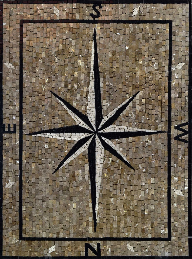 Umber - Compass Mosaic Artwork | Mozaico