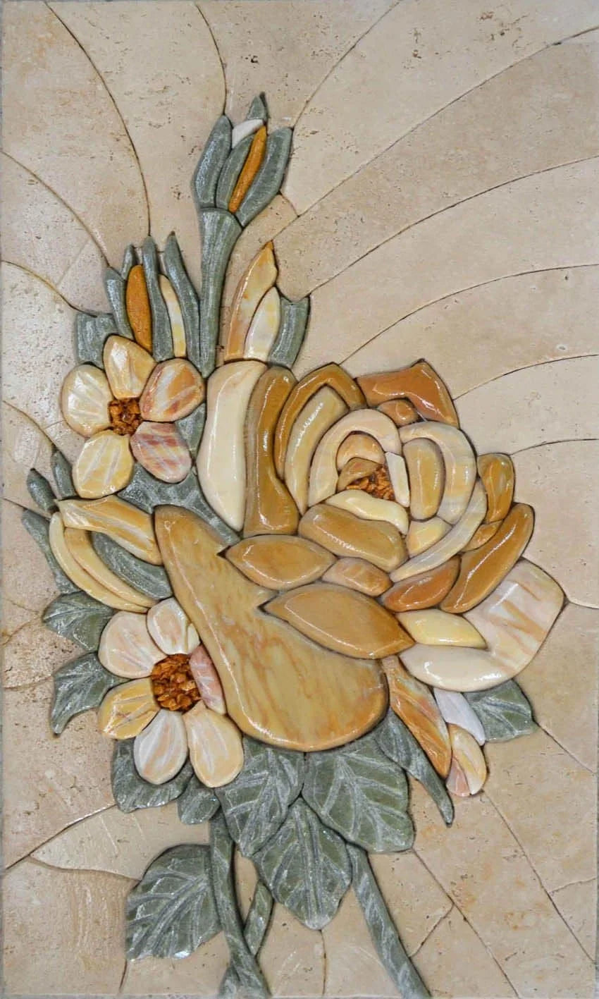Eurasisches Blumen-3D - Mosaik-Stein-Kunstwerk