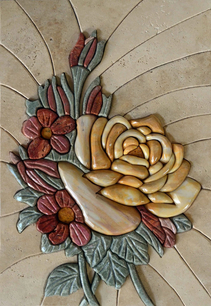 3D Blumen - Mosaik Wandkunst