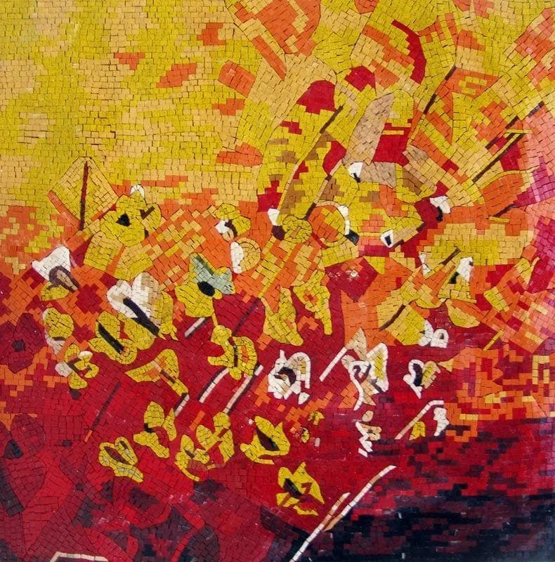 Desenhos abstratos de mosaico - campo de papoulas