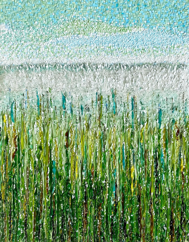 Mosaico abstracto - campo de naturaleza verde