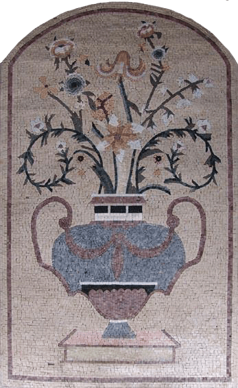 Arte em mosaico arqueado - Flores Spirallli