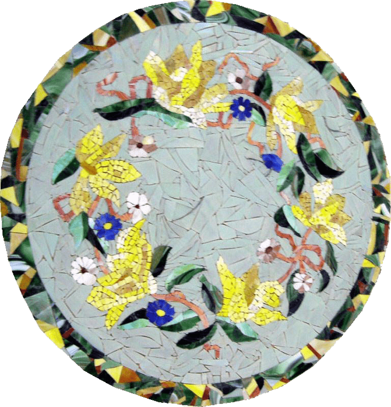 Oeuvre de mosaïque de médaillon floral - Florallo