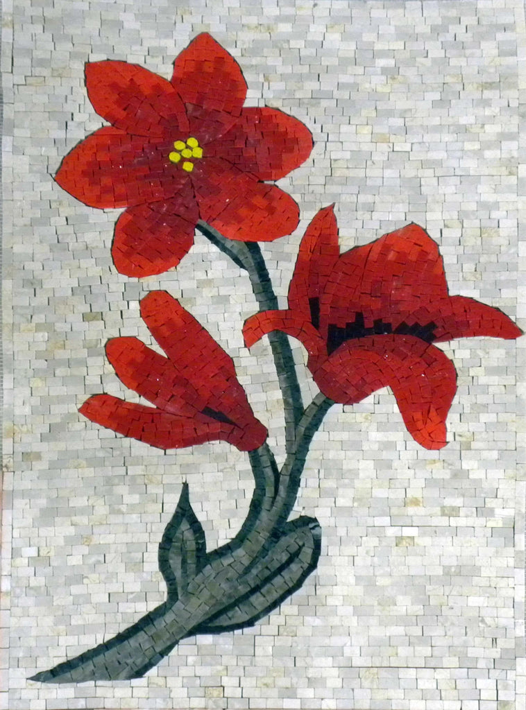Arte em mosaico floral - lindos vermelhos