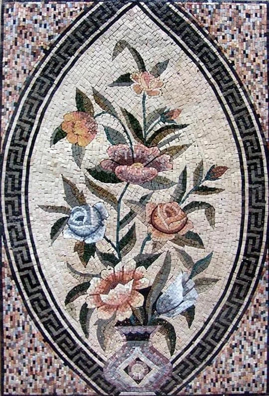 Floral Mosaic Art - Marble Pattern