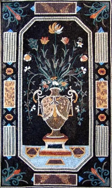 Arte mosaico floral - Perspectiva rectangular