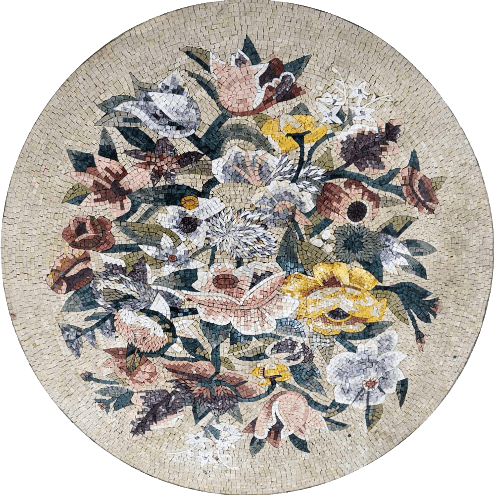 Arte de mosaico floral - El medallón surtido