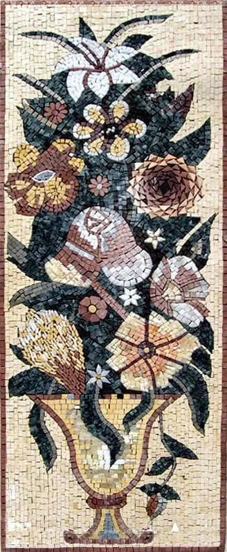 Floral Mosaic Pattern.Daffodil and Anemone