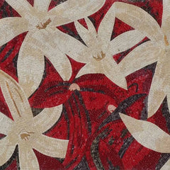 Enchanting Floral Bloom - Marble Mosaic Patterns - Mesh Backing
