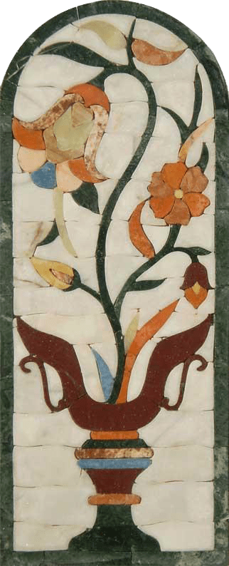 Padrão de mosaico de flores - vaso em arco