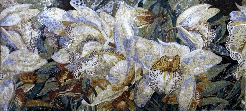 Mosaico de Flores - Lírios Brancos