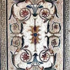 Floral Urns And Foliage - Marble Mosaic Garden Artwork - Mesh Backing