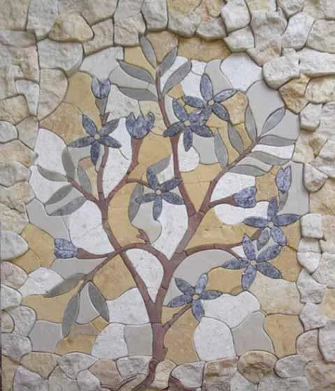 Mosaico de piedra de árbol de jardín