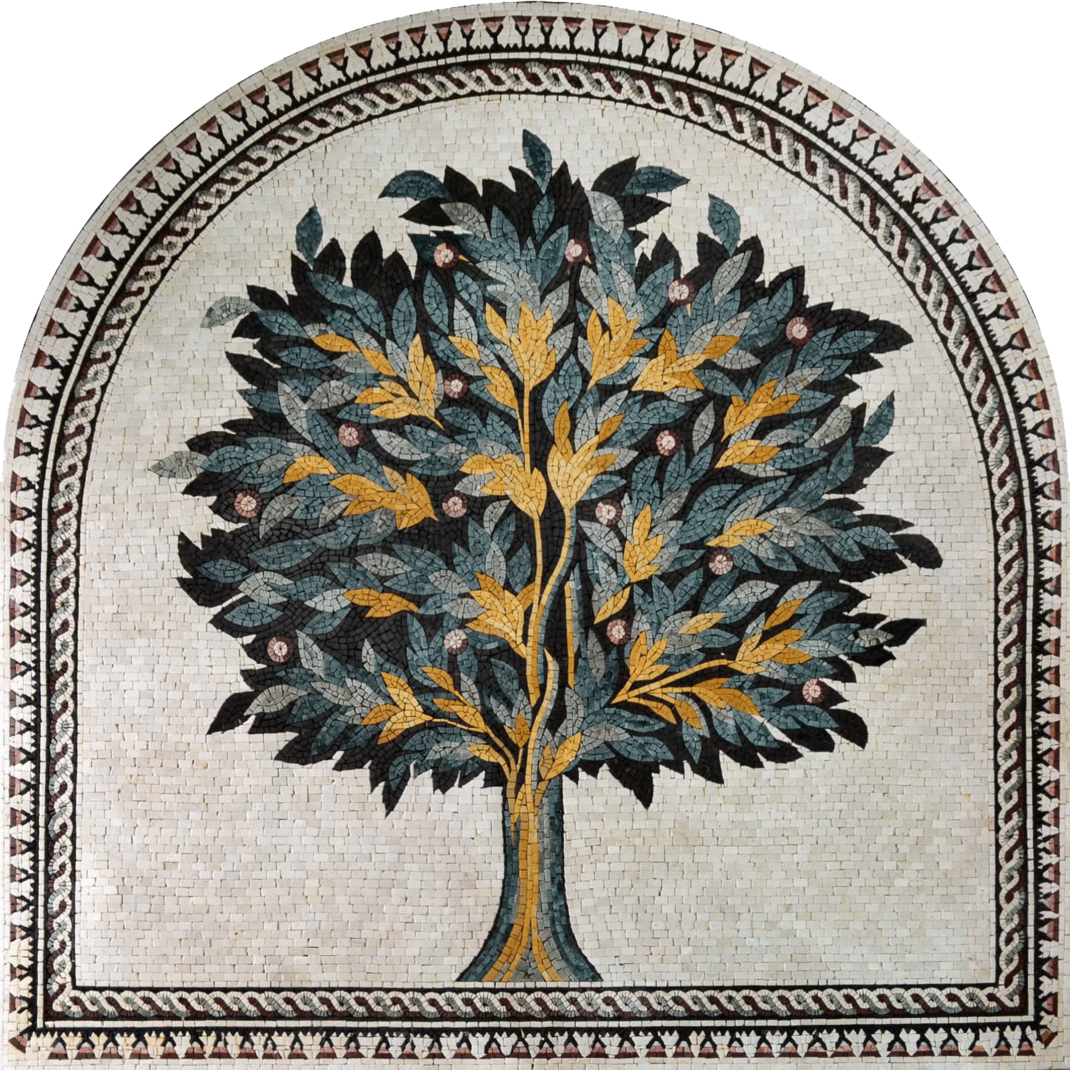 Arched Green Tree Marble Mosaic Art – Mozaico