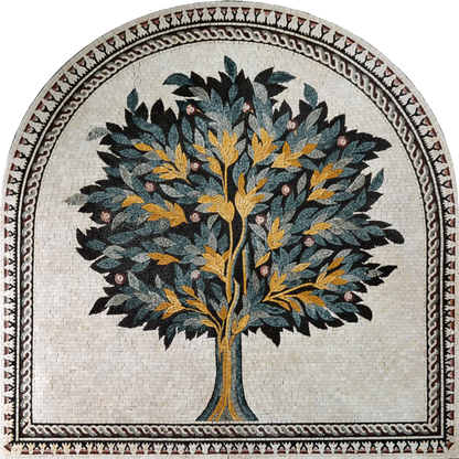Arched Green Tree Marble Mosaic Art – Mozaico