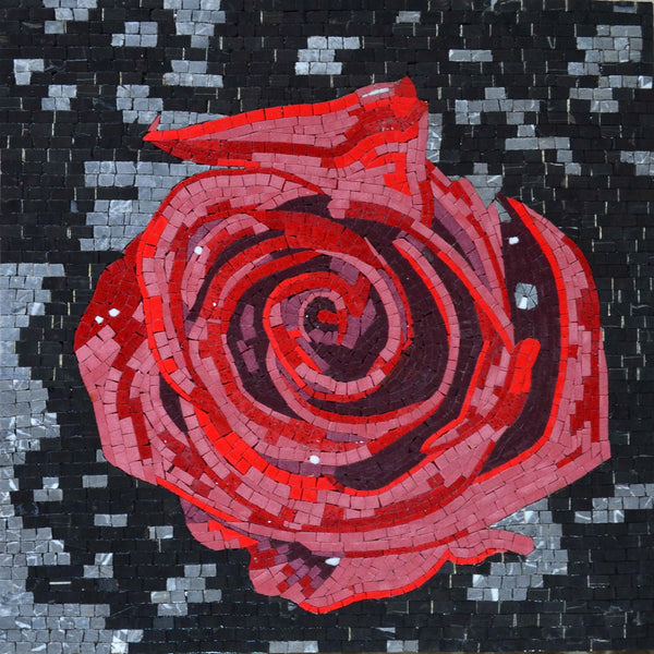 Floral Majesty - Marble Mosaic Alluring Flower - Mesh Backing