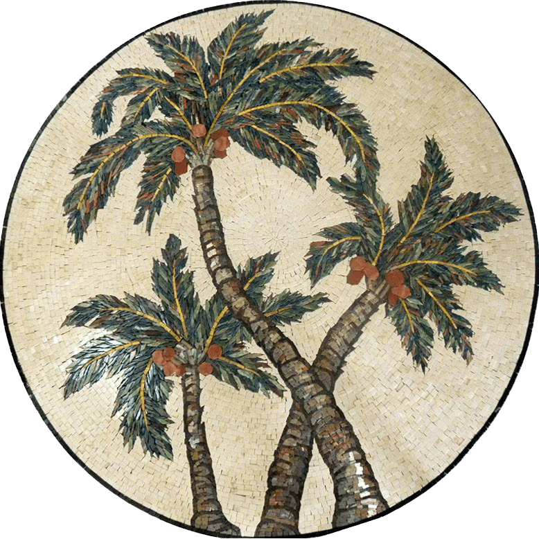 Arte em mosaico de medalhão - palmas entrelaçadas
