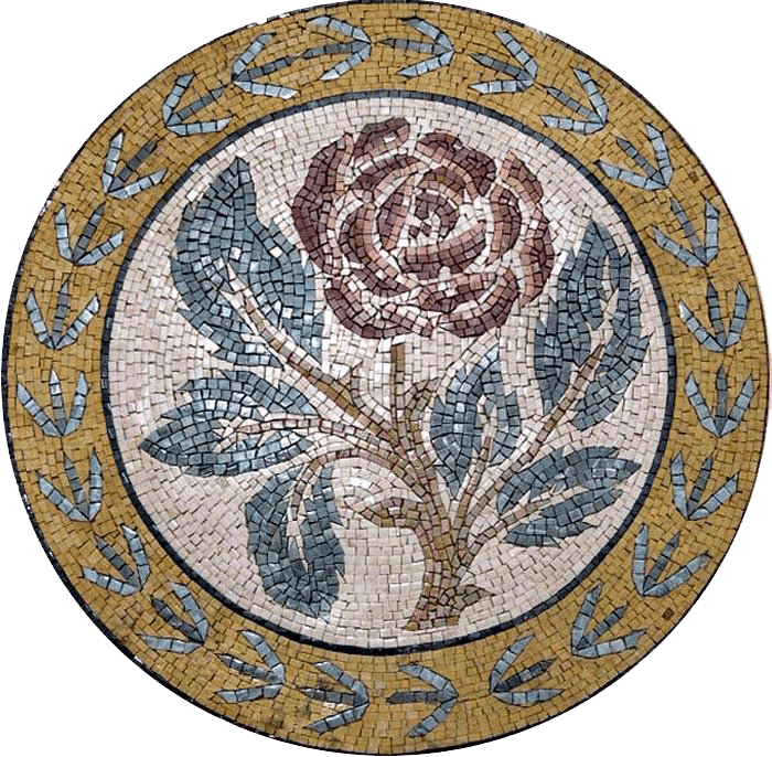 Arte em mosaico de medalhão - rosa vermelha