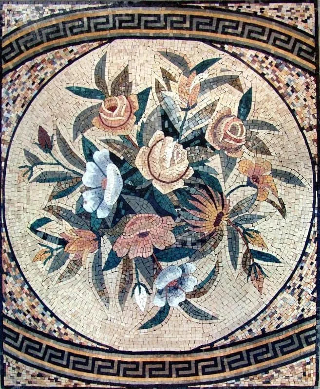 Médaillon Mosaïque Art - Arrangement de Roses