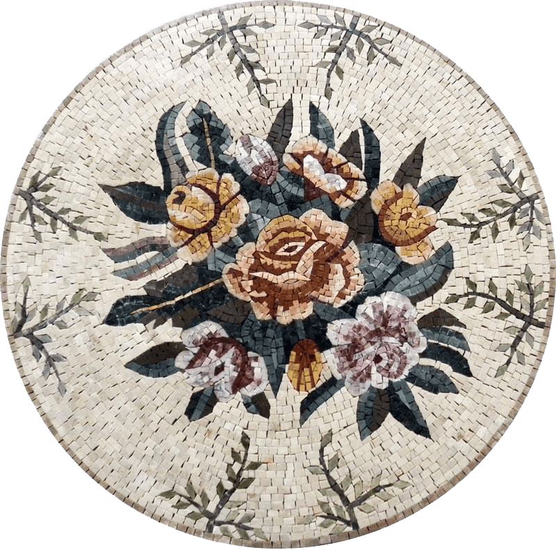Medallones mosaico azulejo arte - flores elegantes