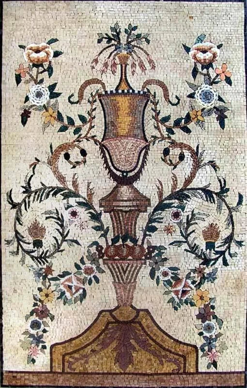 Vase of Roses Mosaic Wall Art