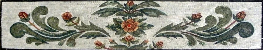 Arte mosaico - Borde de hojas de flores