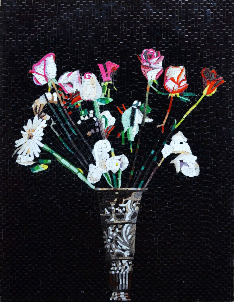 Mosaic Art - Flowers in a Vase