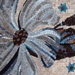 Fiore Serene - Marble Mosaic Enchanting Floral Bloom Art For Sale - Mesh Backing