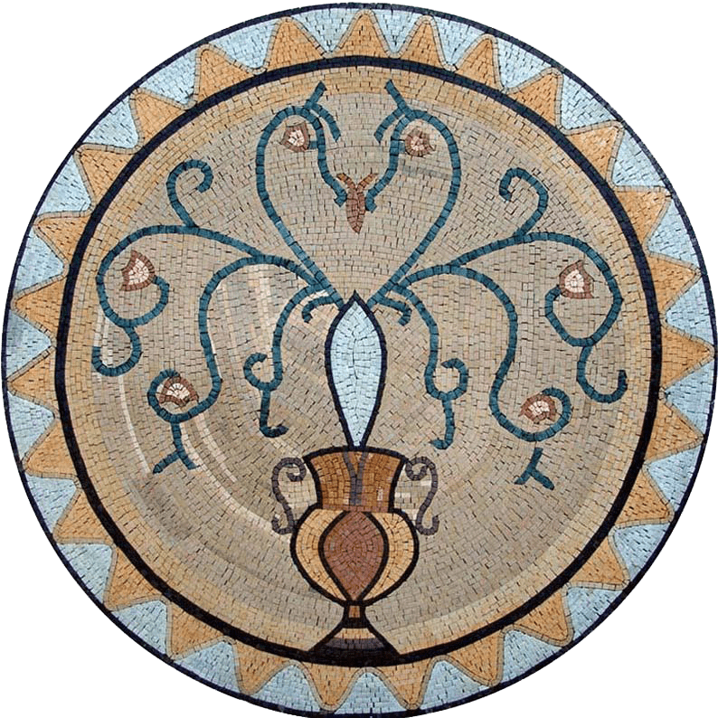 Medalhão de arte em mosaico - emaranhado floral