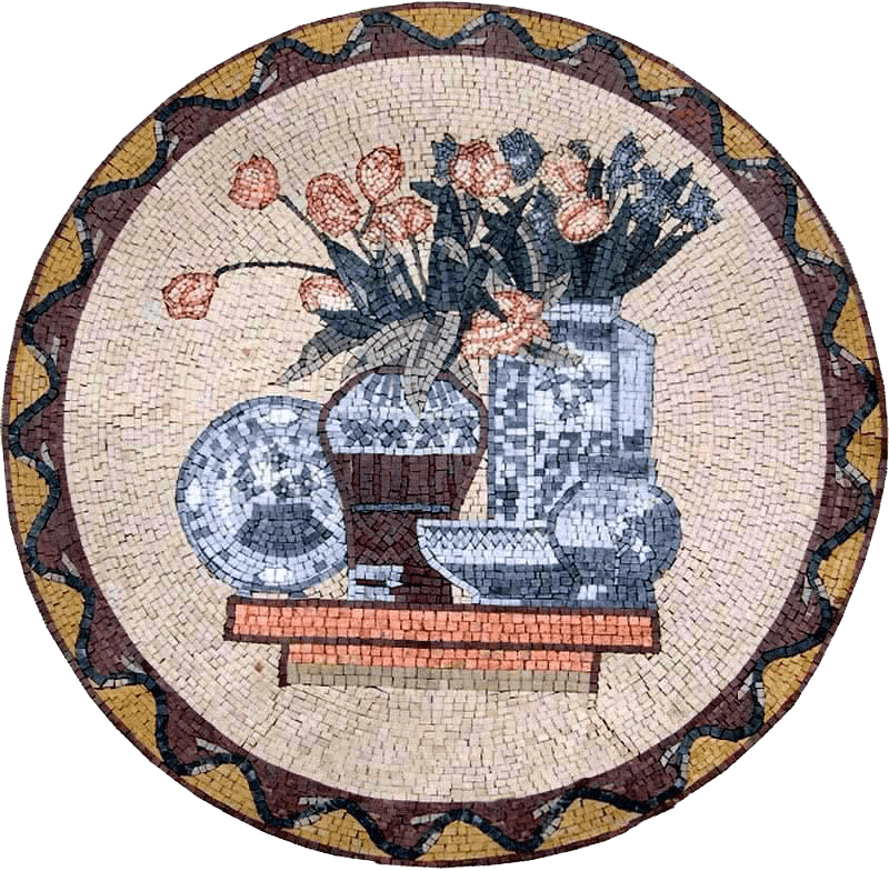 Medalhão de arte em mosaico - Quai