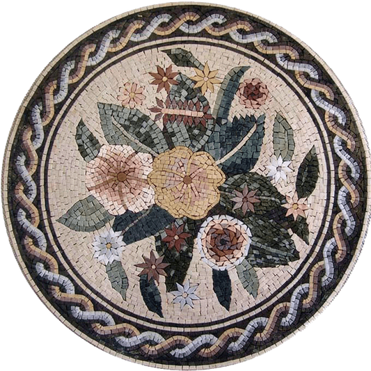 Mosaic Art - Oriented Floral Medallion