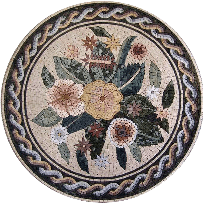 Arte Mosaico - Medalhão Floral Orientado