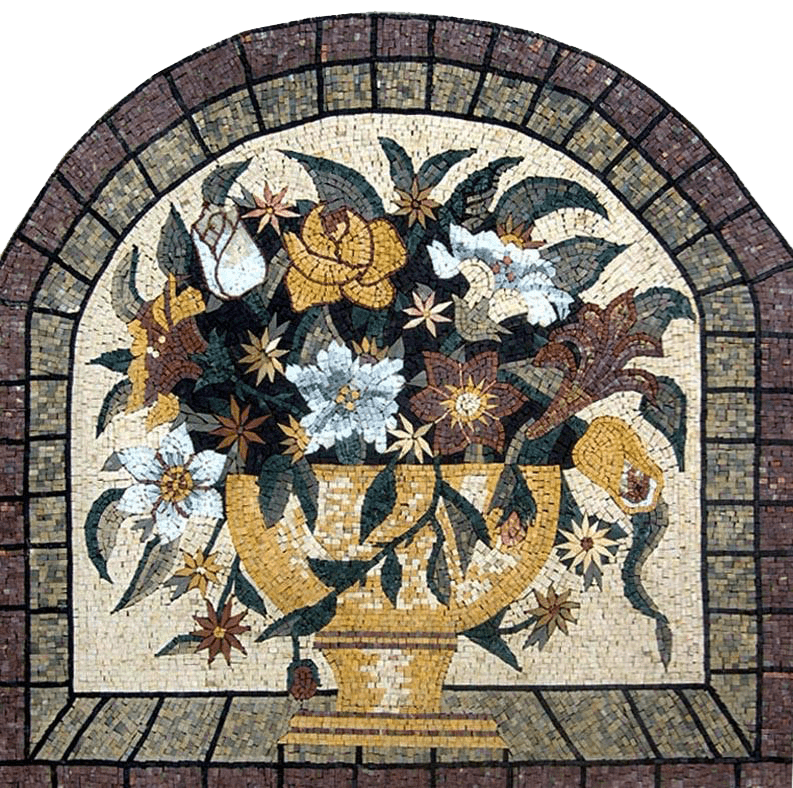 Arte em mosaico - a flor dourada