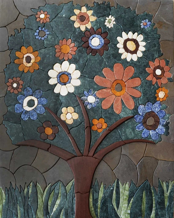Dazzle Daze Floral Petals - Stone Mosaic Art | Mozaico
