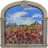 Obra de mosaico - Flores de amapola