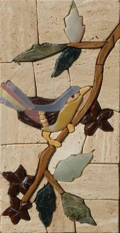 Mosaico Pássaro Arte em Pedra